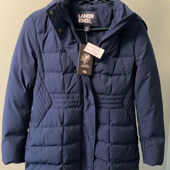 Lands End HyperDry 600 Fill Down Puffer Jacket Women’s Navy Sz Small 6-8 NWT - Picture 2 of 15